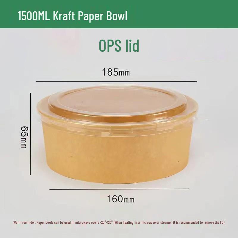 Kraft Paper Disposable Bowl - Ideal for Rice, Salad, Lunch, Takeout, Fast Food, and Fruit.