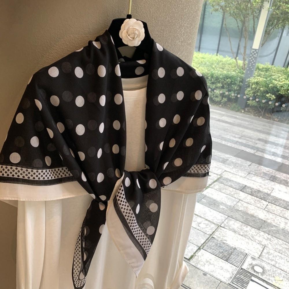110*110cm Soft Square Scarf Polka Dot Women Hairband Fashion Silk Scarf for Women Girls