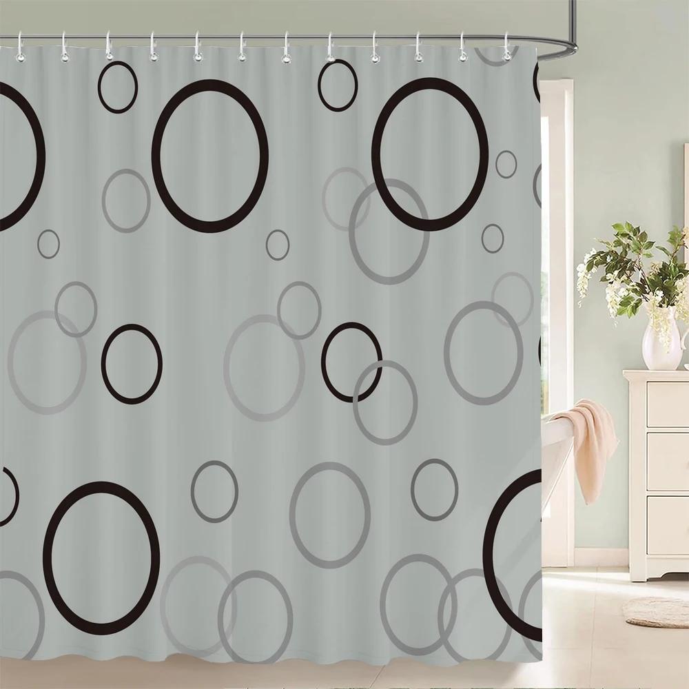 1 pc Geometric Shower Curtain Home Bathroom Decoration Printing Polyester Fabric Modern Simple Bath Curtains With Hooks