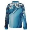 Damen Retro Street Lässiges V-Ausschnitt Langarm Knopf Floral Print Pullover Top