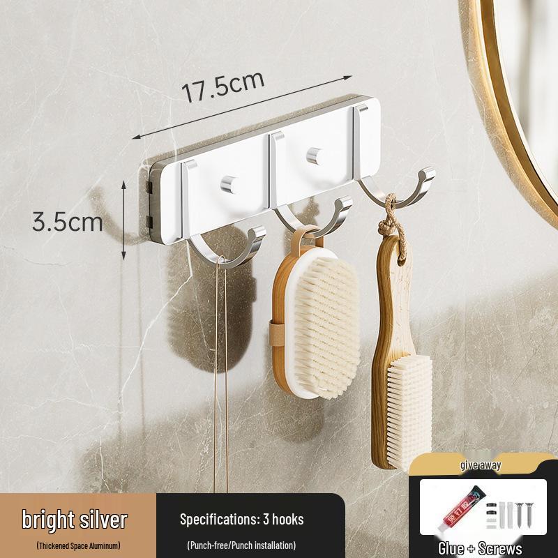 Punch-Free Space Aluminum Wall-Mounted Coat and Hat Hook Hanger for Bathroom