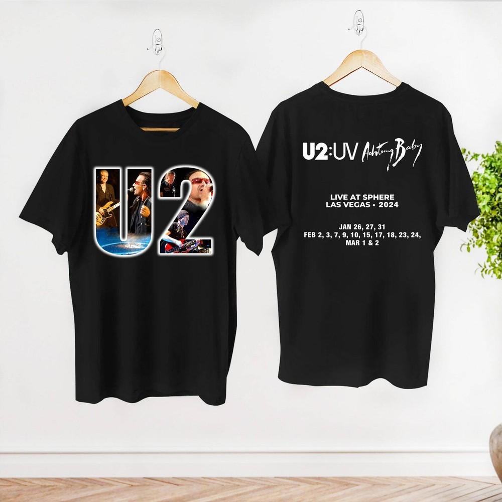 Graphic U2 Band Tour 2024 Shirt, Achtung Baby Live At Sphere U2 Band Shirt, Clas Unisex T-Shirt L