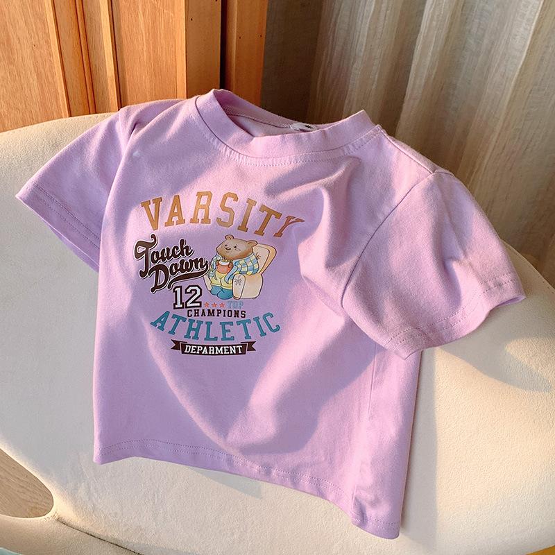 Girls' Casual T-shirt - Summer Children's Cute Pure Cotton Round-neck Top