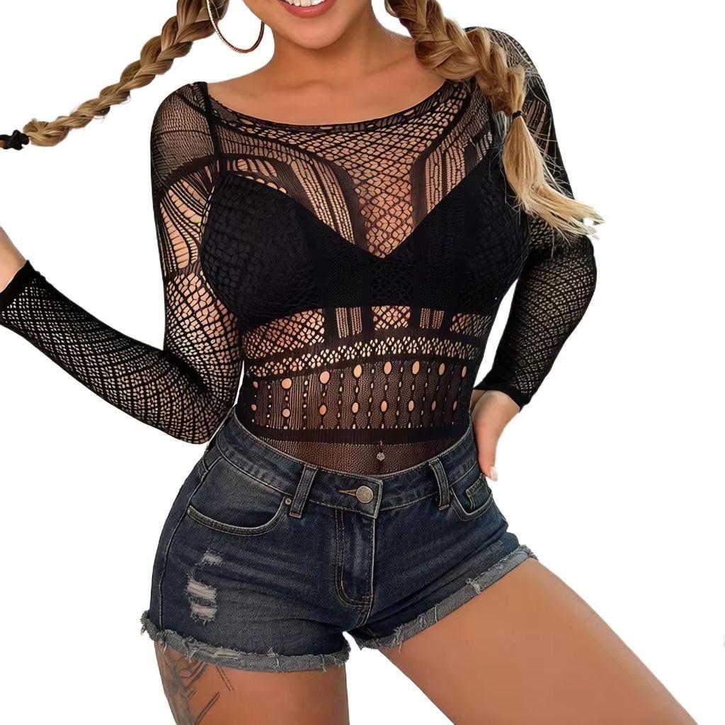 Bodysuits Costume Sexy Woman Sexy Mesh Underwear Erotic Sleepwear Hollow Out Bodysuit Perspective Hot Playsuits