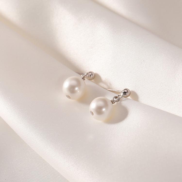 Exquisite Korean Style 999 Pure Silver Pearl Dangle Earrings for Women - Niche Design, High-End Ear Jewelry