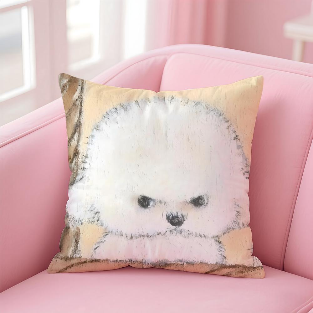 NICE CUTE Bichon Frise Dog Cushion Cover Pillow Case Soft Friendly Fabric Concealed Zipper