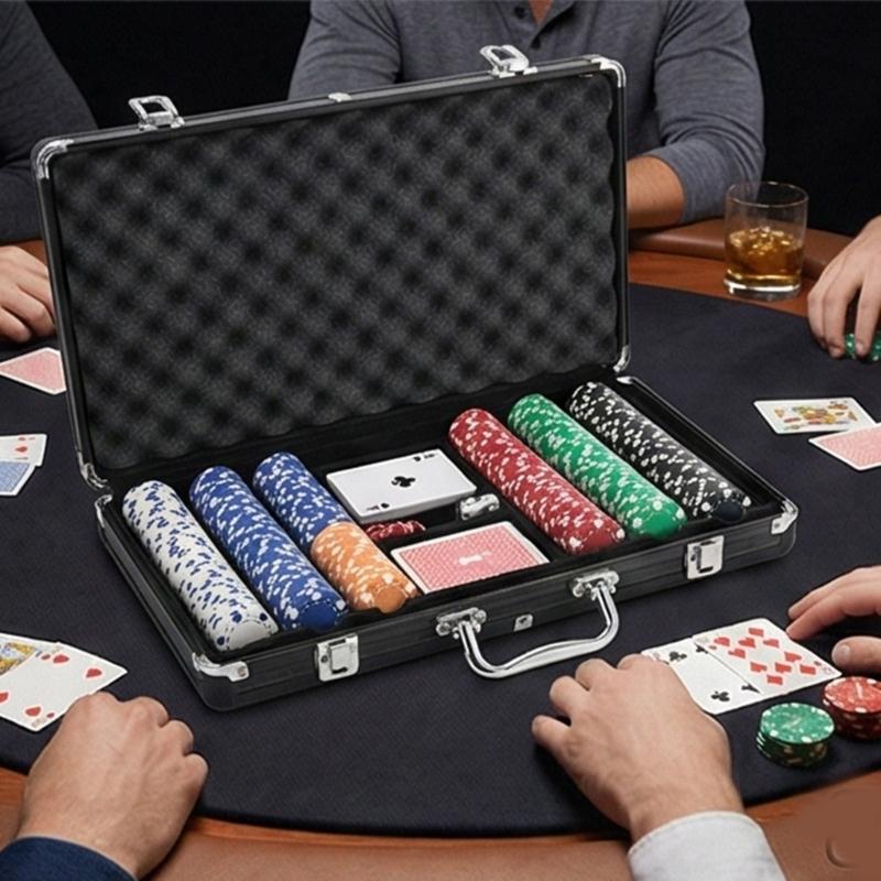 300Pcs Capacity Black Hard Aluminum Alloys Poker Chip Carrying Case Poker Chip Case for Gaming Night and Collector