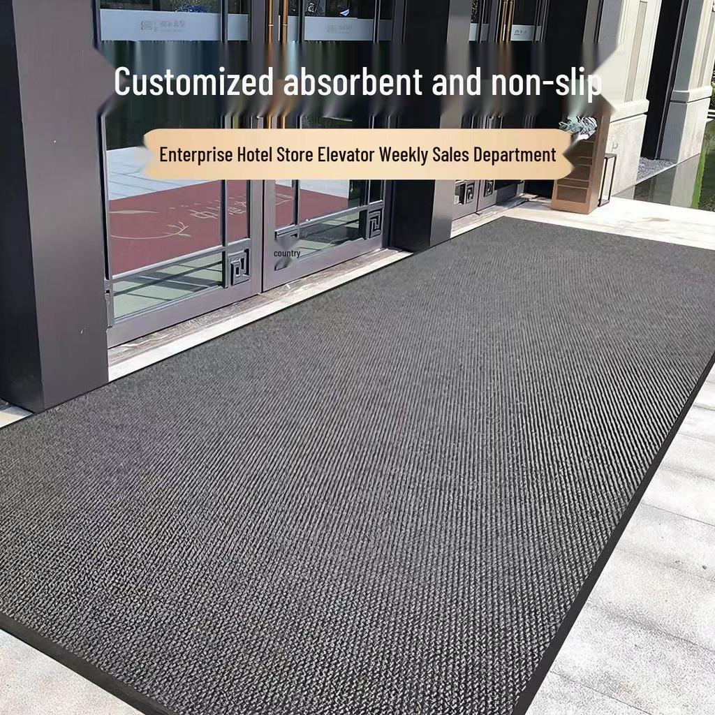 Gray Anti-Slip Commercial Entrance Mat: Wear-Resistant, Thickened Welcome Mat for Entry Doors