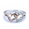 1pc Women's Engagement Ring, Simple Silver Metal Band With Cubic Zirconia Heart Design Suitable For Daily Wear Party & Gift
