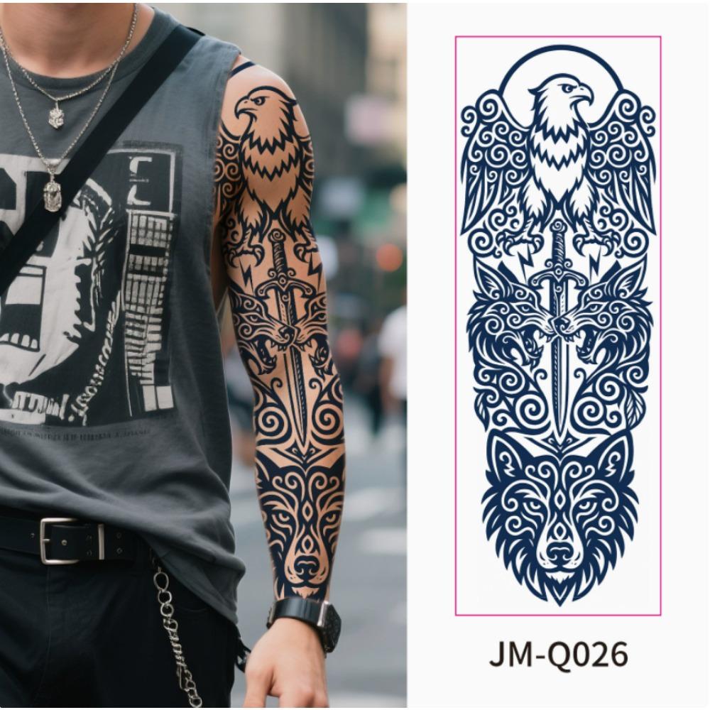 Ganzarm Kräutersaft Tattoo Aufkleber Wasserdicht Nicht Reflektierend Halbpermanent Dunkle Blume Arm Tattoo Aufkleber