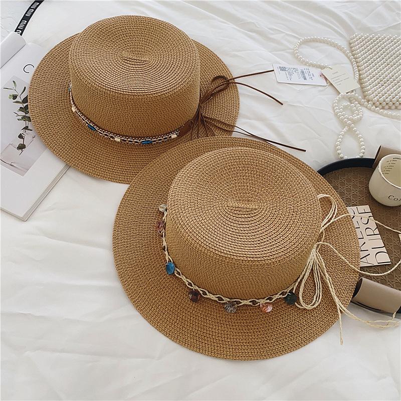 New original ethnic style straw hat women's spring and summer beach outing sun hat retro straw woven sun protection hat
