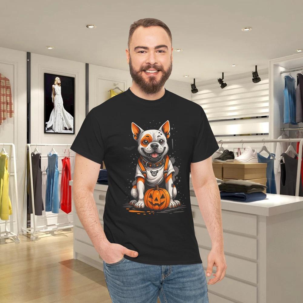 Halloween Dog And Pumpkin Vintage Halloween Graphic Tee Shirt S