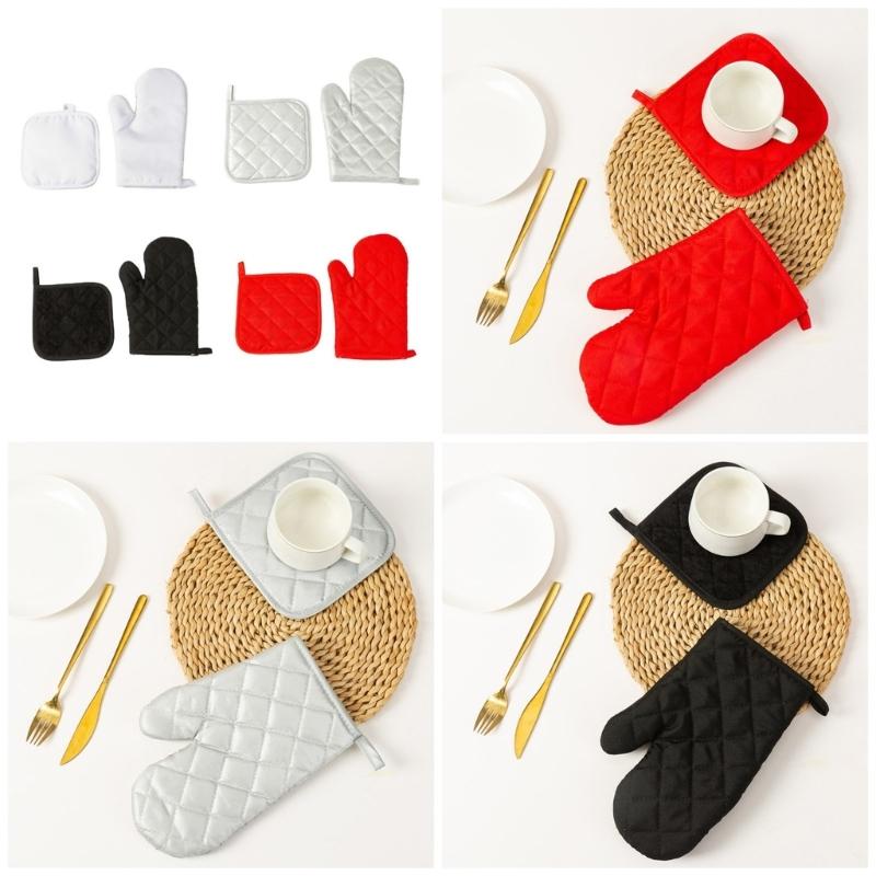Heat Resistant Oven Mitts And Pot Holder Nonslip Grip Gloves For BBQ Baking Cooking Microwave Safe Trivet Mats