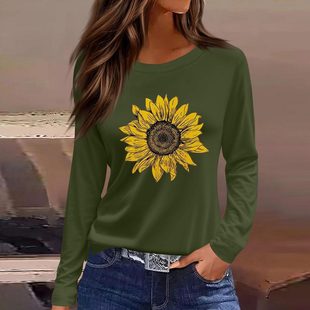 Dámská móda Ležérní Dlouhý rukáv Potisk Kulatý výstřih Pulovr Top Halenka