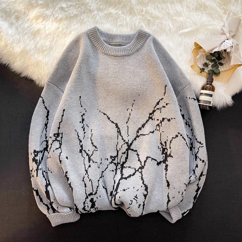 

Японские свитера, женская одежда, винтажные топы в стиле Харадзюку, модный пуловер, уличная одежда, черный свитер с готическим принтом XXL серый