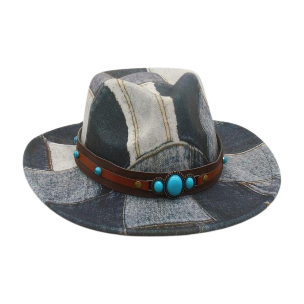Western Cowboy Top Hat British Style Fashion Color Matching Jazz Hat Peach Heart Retro Stage Catwalk Concave Stage Hat