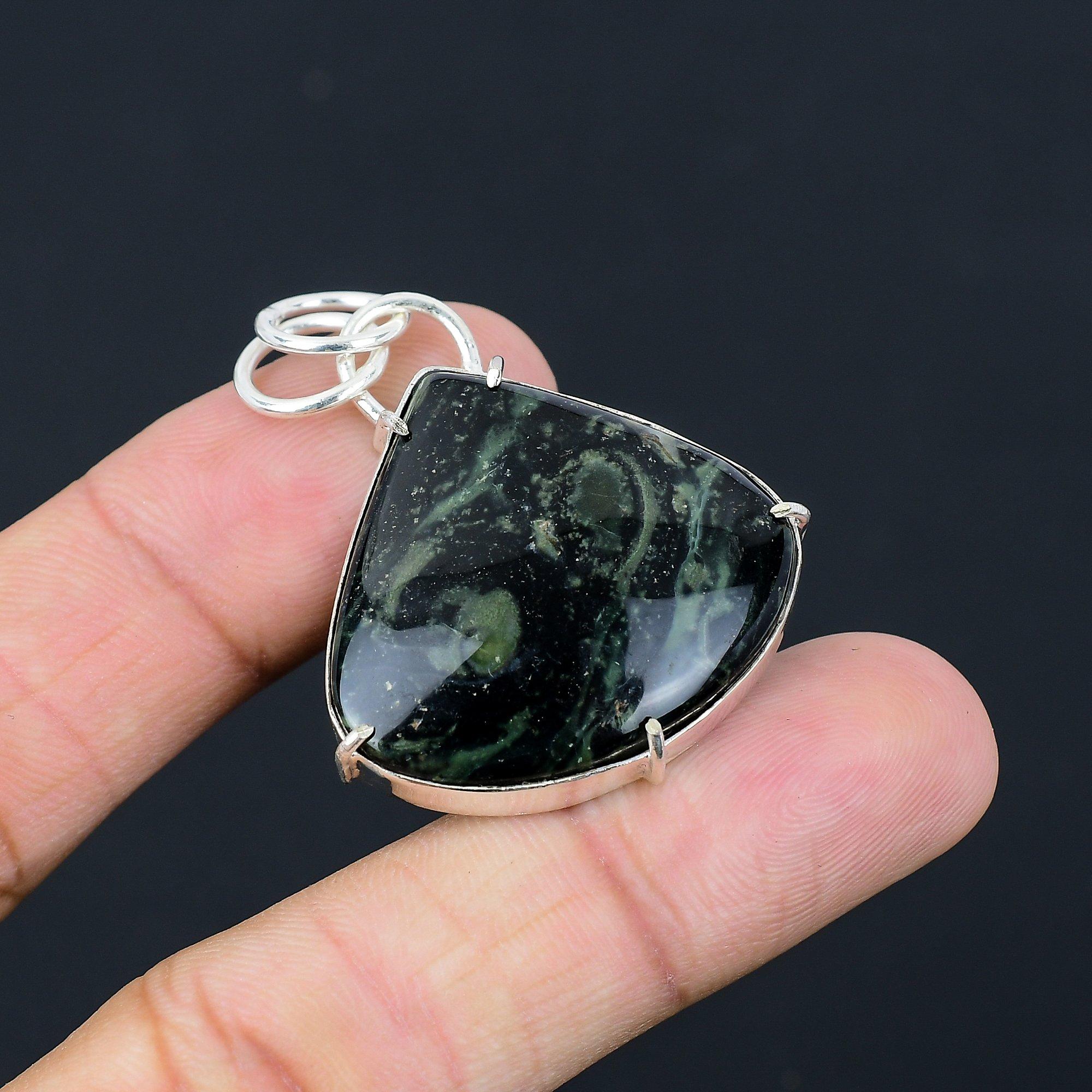 Pear Kambaba Jasper Gemstone Sterling Silver Sister Elegant Boho Pendant Jewelry