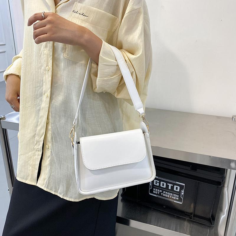 Chic Simple Small Flap Shoulder Bags For Women Solid Color PU Leather Handbag Clutch Lady Crossbody Purse Messenger Bag