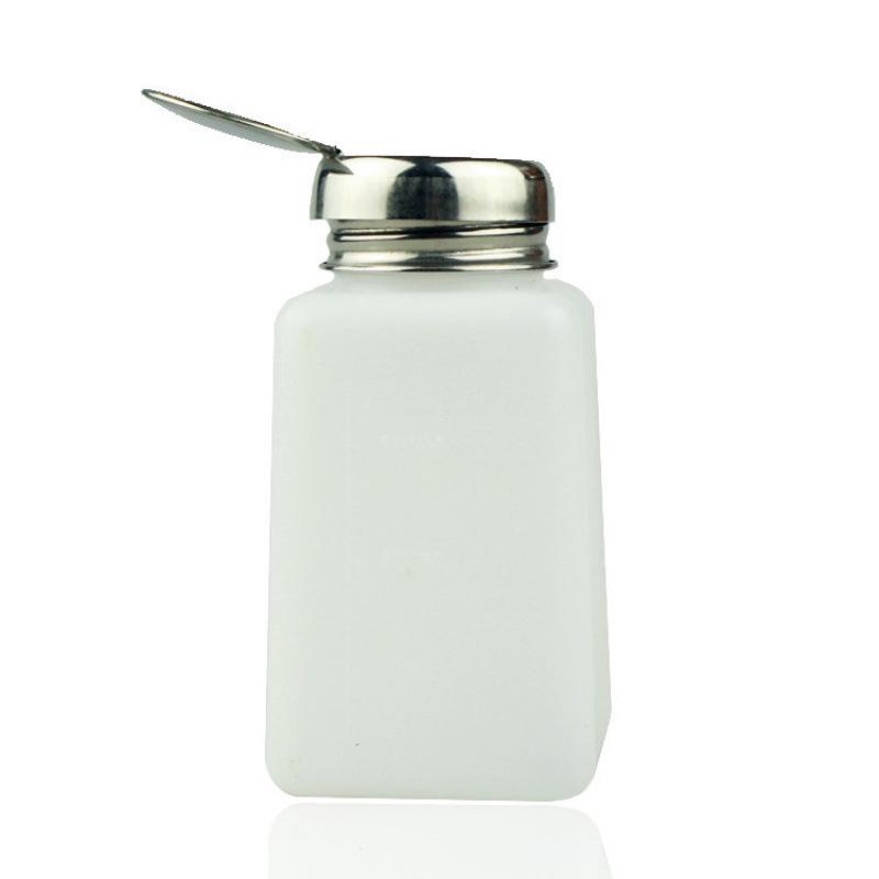 200ml Nail Art Press Bottle for Alcohol, Nail Polish Remover with Metal Cap and Iron Suction Head