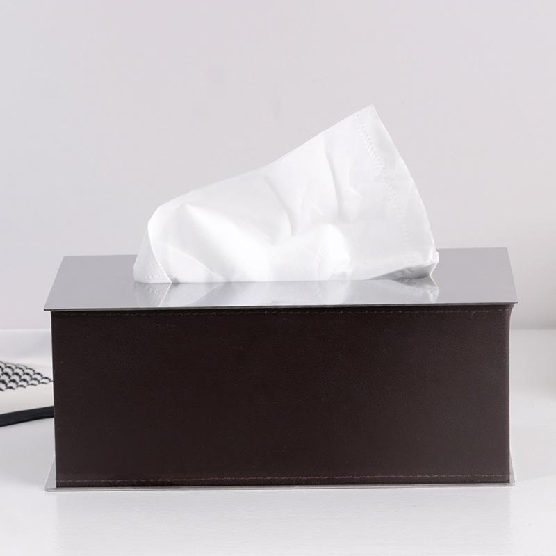 Cutie de șervețele din piele, cutie de șervețele metalice creative, cutie de șervețele, sufragerie, hotel și pensiune, mobilier textil de înaltă calitate