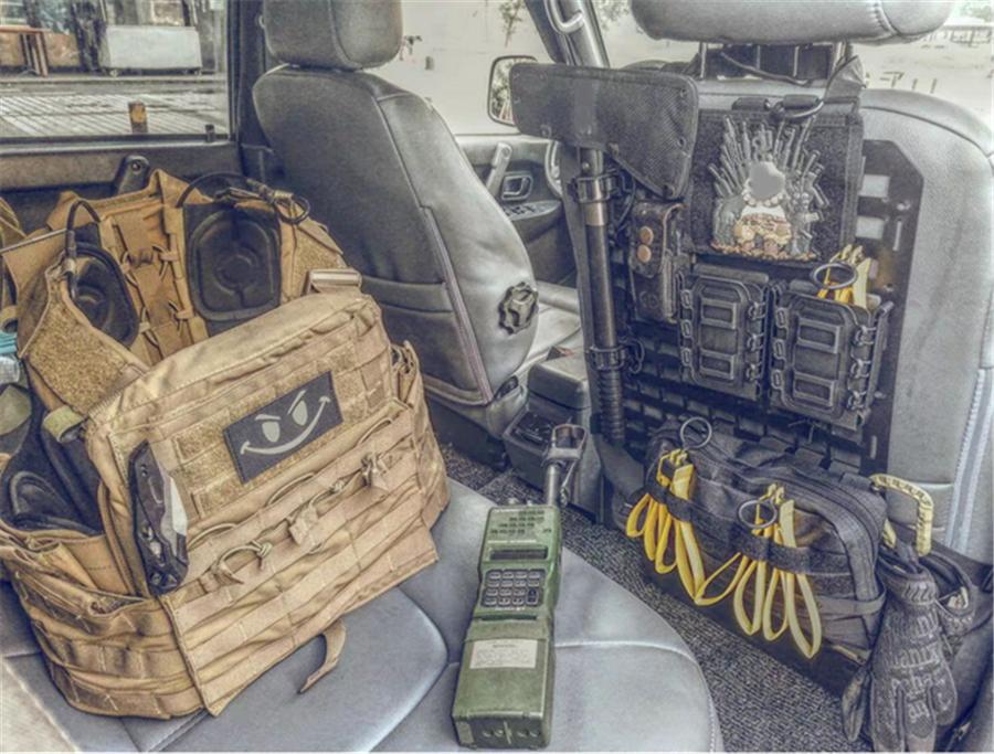 Univerzální stojan na opěradlo sedadel pro zbraně Úložný prostor taktický pevný panel MOLLE