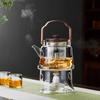 Pokaro Tea Heat-Resistant Glass Teapot, 1090ml, for Steamed and Boiled Tea, Transparent Design with Wooden Handle and Glass Tea Strainer,