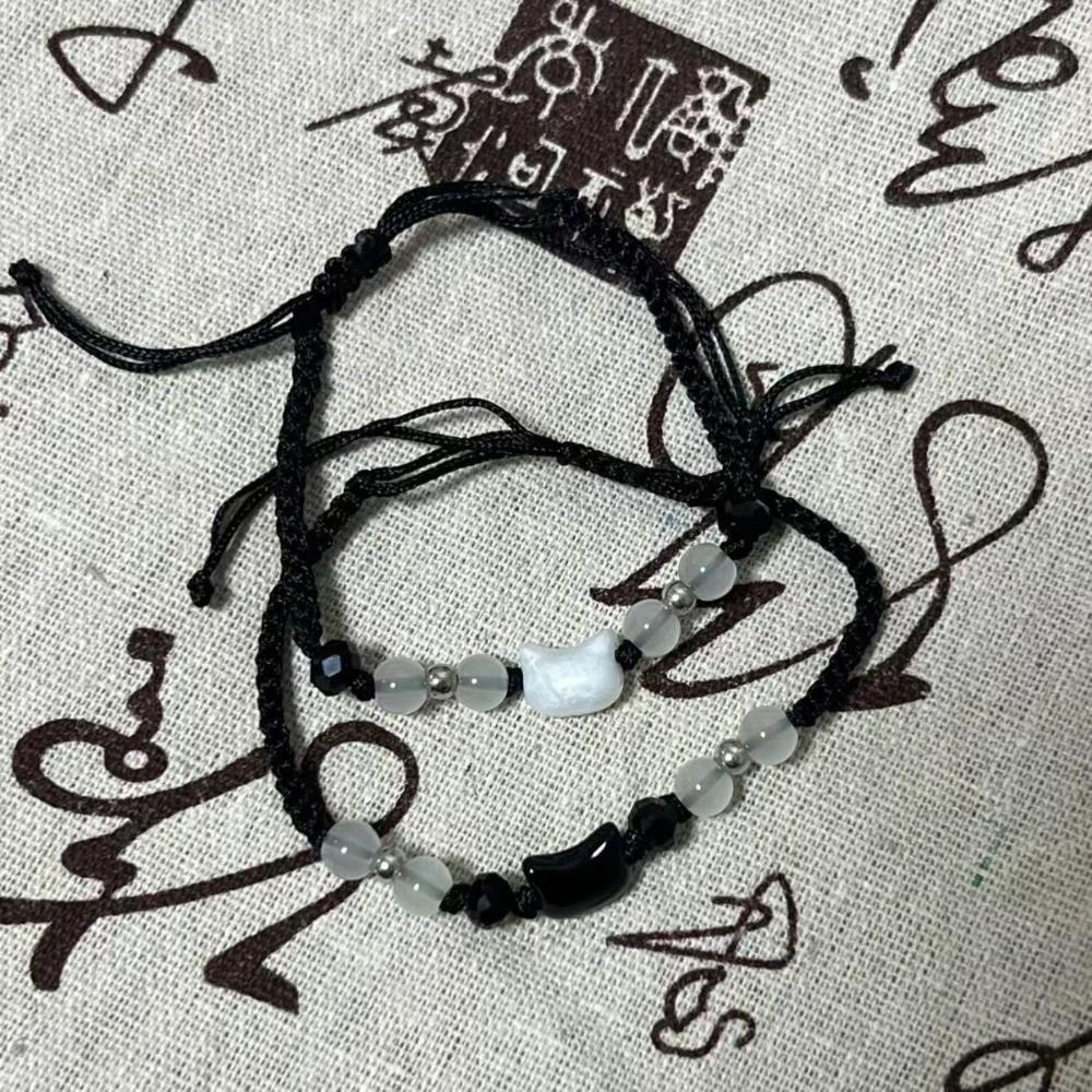 Moonstone Obsidian Rabbit Woven Bracelet Cute Cat Bracelet Fashion Couple Bracelet  Gift Giving