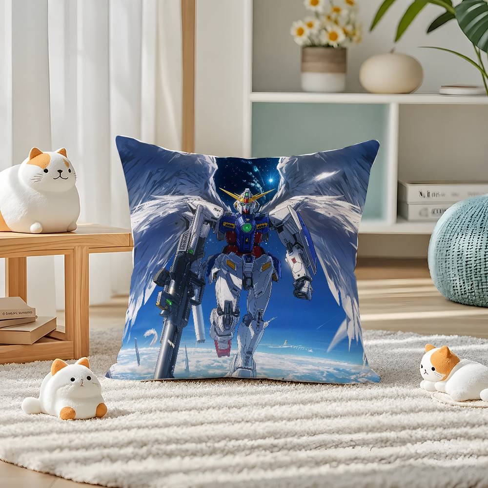 Mobile Suit Gundam Gundam Kyrios Anime Plush Pillow Cover Soft Short Plush Cushion Cover For Sofa Bedroom Home Decor Gift