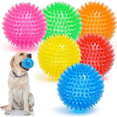 Squeaky Dog Toy Balls Puppy Chew Toys for Teething BPA Free Non-Toxic Spikey Dog Balls for Medium Large Small Dogs Durable Toys for Aggressive Chewers