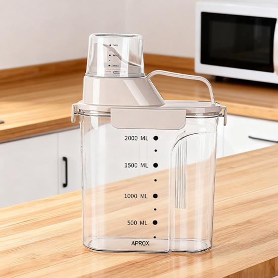 Reis-Aufbewahrungsbehälter Luftdichter Müsli-Spender mit ausgießbarem Ausguss und Messbecher-Deckel Kunststoff Vorratskammer Küchen-Organisation Behälter für Trockennahrung Mehl