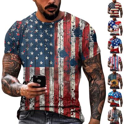 Unabhängigkeitstag Print - Herren Bedrucktes Lässiges Rundhals Kurzarm T-Shirt