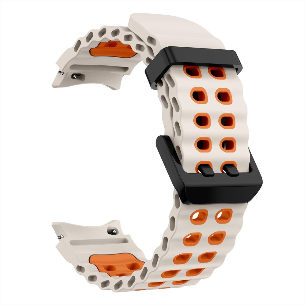 Inga Mellanrum Tvåfärgad Marin Sport Silikonrem För Samsung Galaxy Watch 7 FE 6 5 Pro 4 44mm 40mm Klocka och Armbandsrem