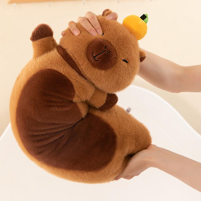 120cm Kreslená velká plyšová hračka kapybara Kawaii Simulace ovoce Zvíře Měkká vycpaná panenka Spací polštář na přenášení Dárek k narozeninám