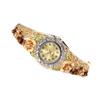 Fashion Retro Design Watches Elegant Flower Diamond Decoration Ladies Clock Casual Quartz Wristwatches Women