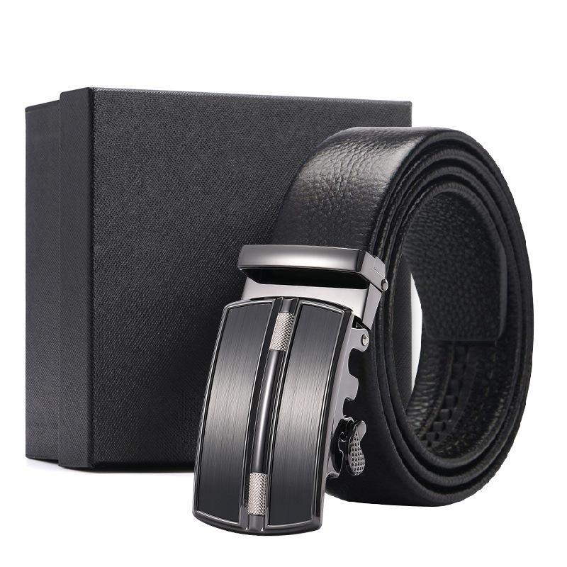 Leather Belt Men's First Cowhide Business Gift Belt Men's Belt Automatic Buckle