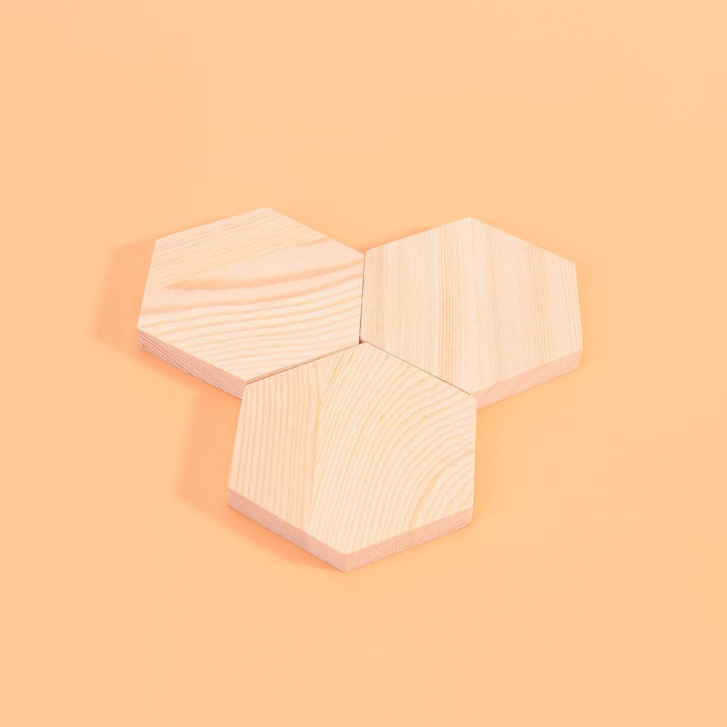 10Pcs Special-Shaped Wood Plank Polygonal DIY Craft Blocks High Quality Pine Wooden for Art Projects Decor Gifts Size 2