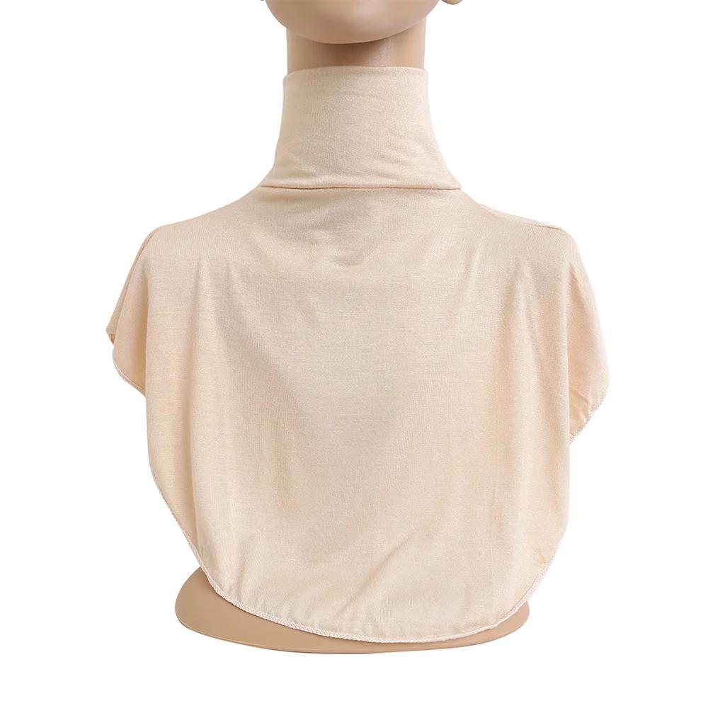 New Womens Muslim Modal Fake False Collar Islamic Hijab Extensions Turtleneck High Neck Cover Warmer Bright Solid Color Half Top