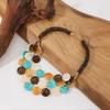 Handmade Trendy Multilayer Beaded Necklace Geometric Round Acrylic Wooden Beads Cute Jewelry for Best Friend Gift for Girls
