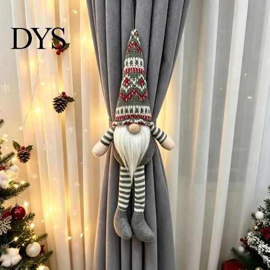 Plush Curtain Holders Christmas Gnome Buckle, Scandinavian Santa Doll Tiebacks, Window Decorations Faceless Dwarf Holdback Fastener for Holiday