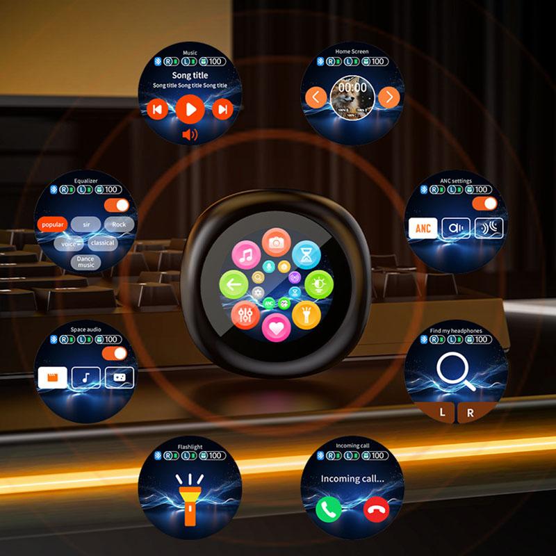 ANC Geräuschunterdrückung Drahtlose Smart-Ohrhörer Touchscreen-Headset Große Kapazität HiFi Stereo-Musik Mit Mikrofon Kopfhörer Geringe Latenz