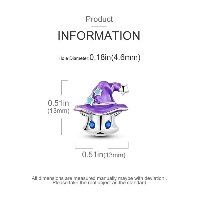 Authentic Charm Bead Charms copper Plated Purple Magic Hat Cat Pendant Compatible With Bracelets Ideal For Women Women Jewellery Making Diy
