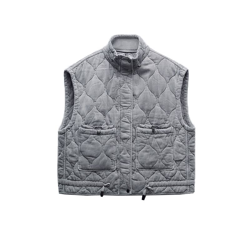 Fall and Winter New Arrival Women's Work Clothing Small Waistcoat Vest Outwear Stand Collar Loose Quilted Cotton-Padded Jacket Vest 4088241