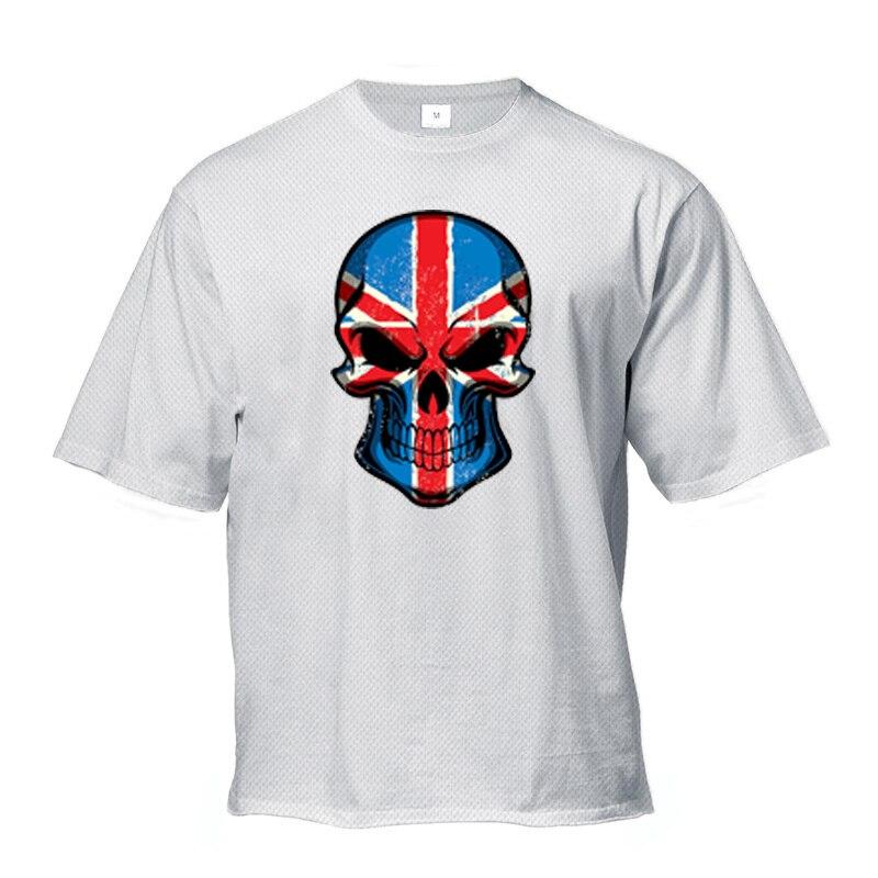 

Muscleguys Мужская летняя свободная дышащая футболка с короткими рукавами и принтом черепа для фитнеса и тренировок XXL белый