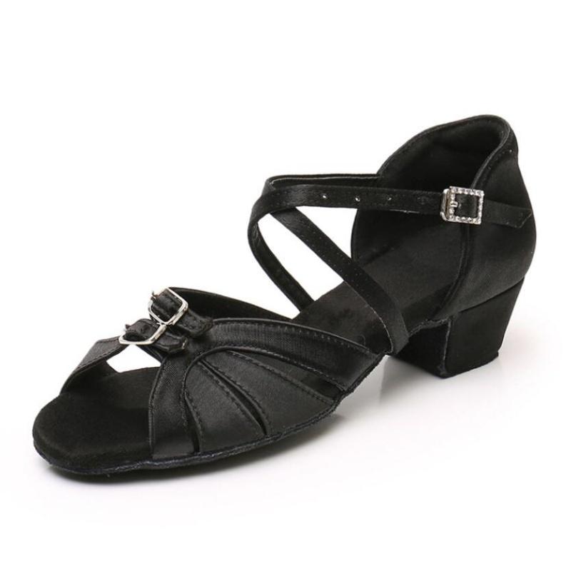 Children Dance Shoes for Girls Women Ballroom Latin shoes Ladies Modern Tango Dancing Performance Shoes Salsa Sandals 3.5CM Heel