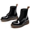 New Mirror Boots Women's Patent Leather British Style Short Boots Men's Genuine Leather Motorcycle Shoes Large Size