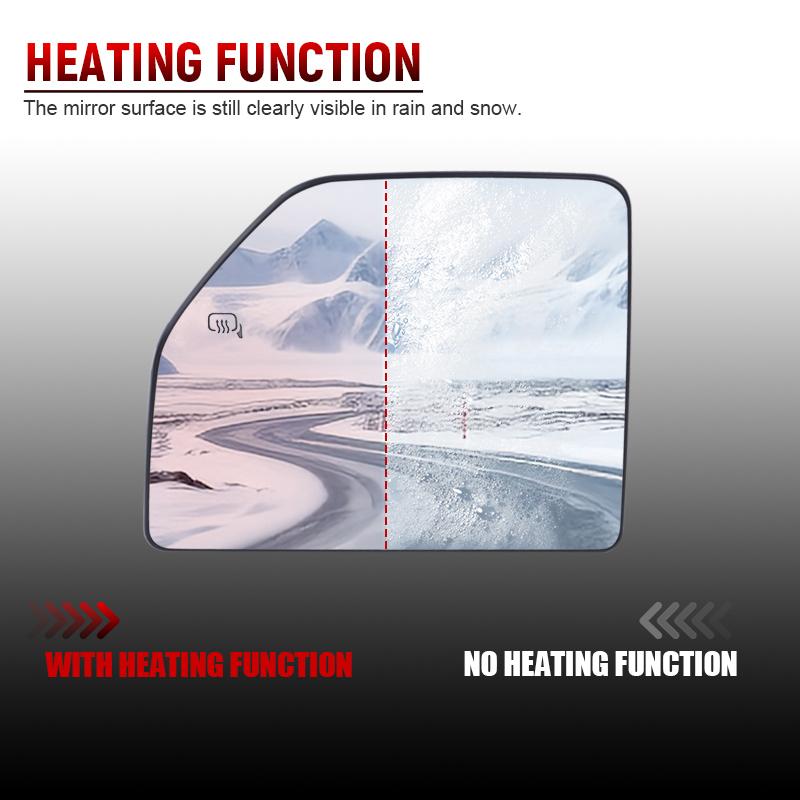 Auto Heated Upper Mirror Glass With/Without Blind Spot For Ford F150 2015- Ford Super Duty F250 / F350 / F450 / F550 17-22