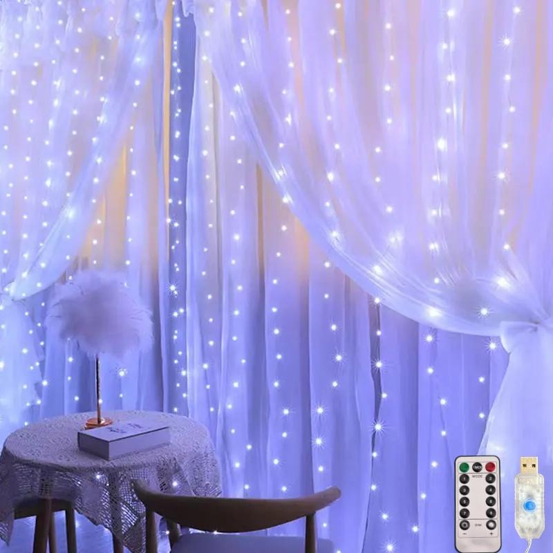 Curtain Garland Led String Lights Festival Christmas Decoration 8 Mode Usb Holiday Light For Bedroom Home Outdoor