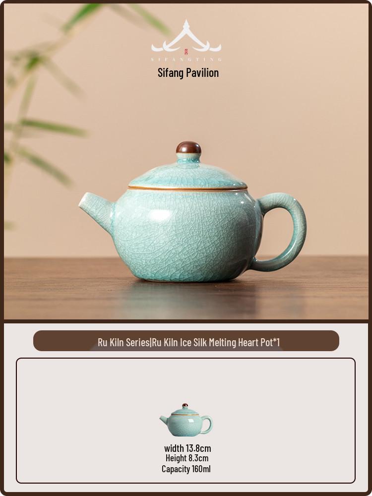 2026 Ru Kiln Crackled Ceramic Teapot - Large Gongfu Style for Household Tea Brewing 150ml-250ml