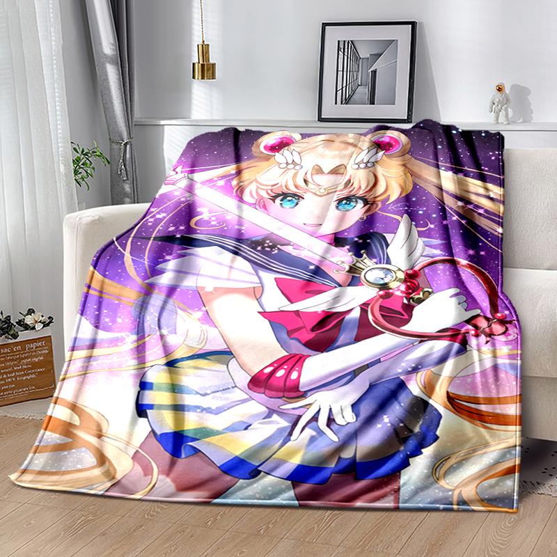 1pc Blanket Sailor Moon1 Print Design, Lightweight Blanket for Sofa, Bed- Soft &Warm, Gift for All Seasons Like Christmas, Halloween