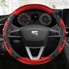 Husa Volan Auto Fibra De Carbon+Piele Antiderapante 38cm Pentru Seat Tarraco Arona Ateca Ibiza Toledo Mii Leon Arosa Exeo ST FR